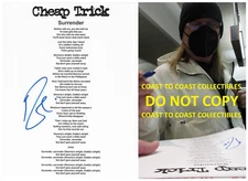 Robin Zander signed Cheap Trick Surrender Lyrics sheet COA Proof autographed