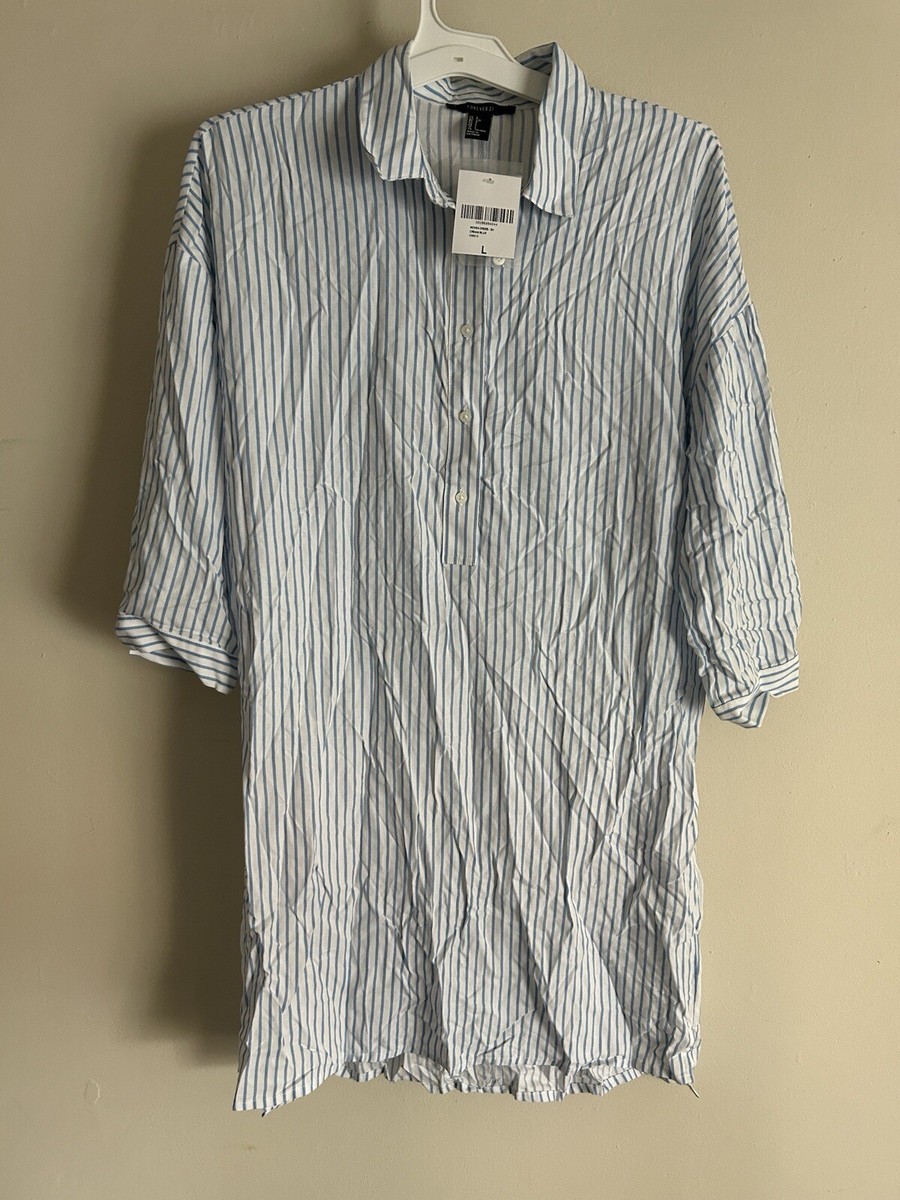 forever 21 blue striped dress Forever 21 Blue Stripe Dress Women's Large