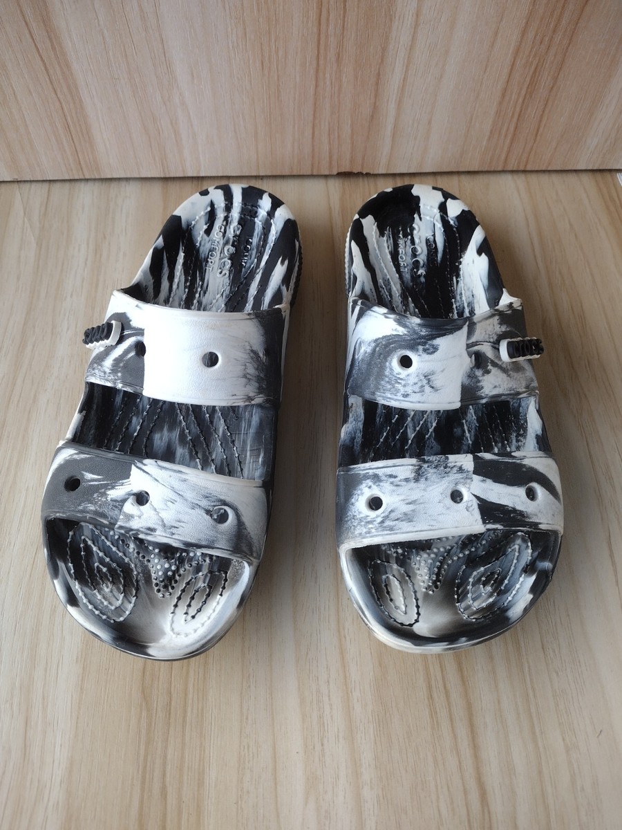 Crocs Classic Marbled Slide White Black 206879-103 Men’s Sz 13 NEW Crocs Classic Marbled Slide Sandals Clog Tie Dye White Black  main image 4