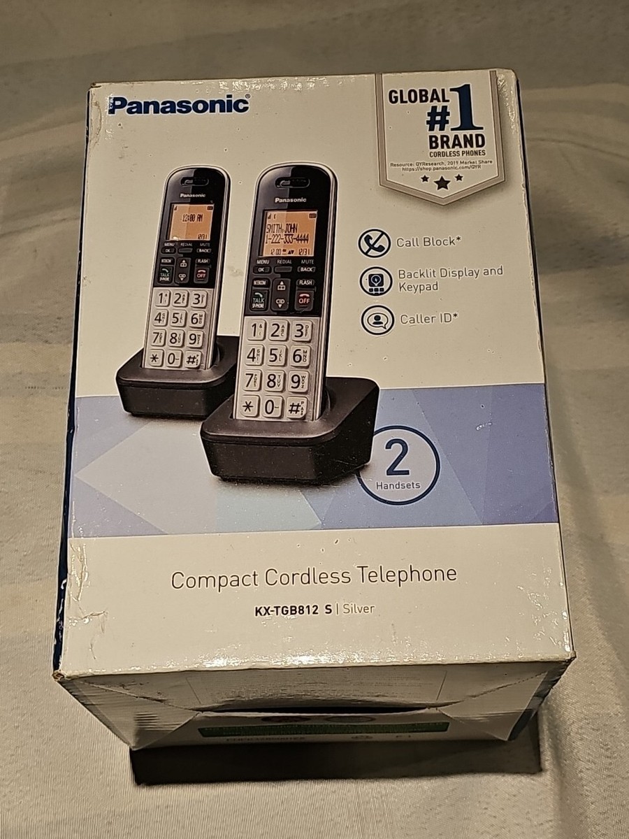 Panasonic レジスター ホワイト Panasonic KX-TGB812S Cordless Phone 2 Handsets Silver Backlit