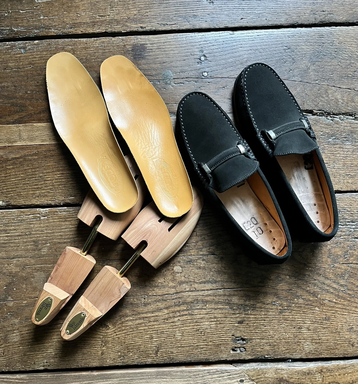 TOD’S Mocassino TODS nero pelle scamosciata guida sport uomo taglia UK 10 originale anni 00