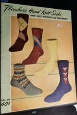 1950 FLEISHER'S HAND KNIT SOCKS Men Women Children 31 pages of Knitting Patterns