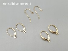 9ct Yellow Gold Earrings Lever Back Safety Hooks Continental Ear Wires Settings