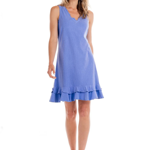 FRESH PRODUCE Small Peri BLUE SUNRISE Cotton Flounce V Neck Dress $68 NWT S - Picture 3 of 4