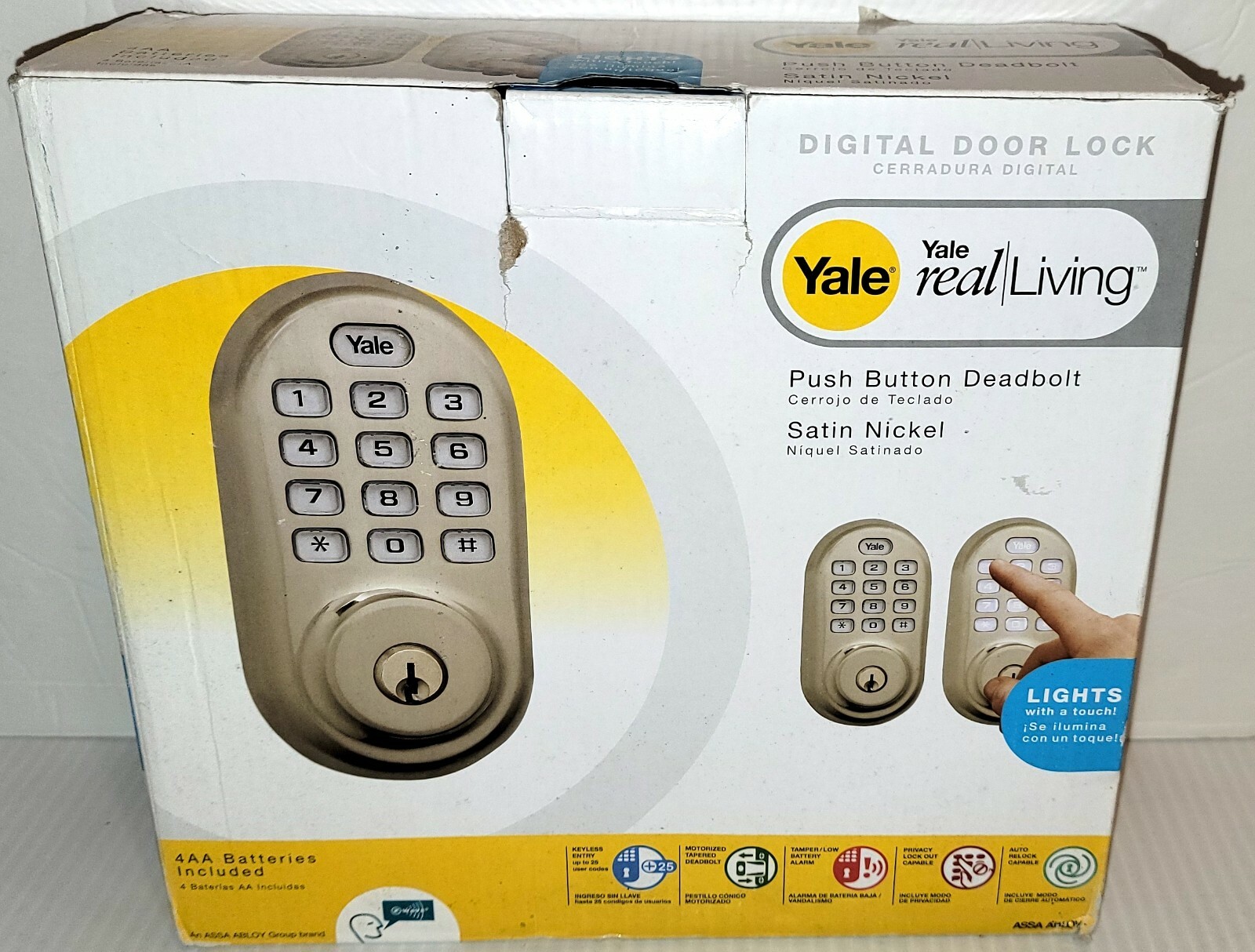 Yale Real Living Keyless Entry Deadbolt Lock in Satin Nickel for Front Doors-image