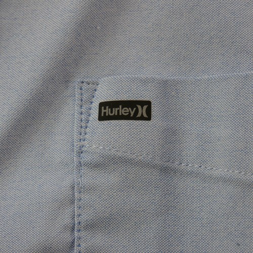 Hurley Dress Casual Shirt 2XL Slim Chambray Button Up Short Sleeve Nike Dri-Fit - Picture 6 of 14