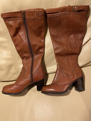 Naturalizer Jackie Brown Boots Wide Calf Size N5 Comfort Wide Shaft ,Zipper 