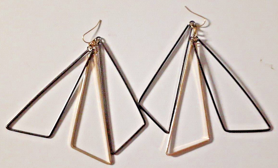 Dangle Earrings Large Geometric Shape Outline Tri… - image 5