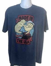 Popeye Made In The USA Shirt Men XL Heather Blue Short Sleeve Crew Neck RN#18853