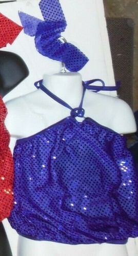 Faux Sequin Halter Dance Costume Top 4 Colors Girls/LADIES Sizes Costume Blousey - Picture 11 of 11