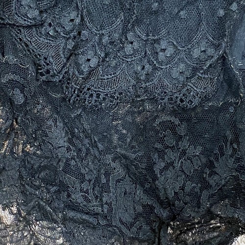Antique Late 1800s Early 1900s Black Lace Sequins Shawl Shrug Wrap - Picture 8 of 10