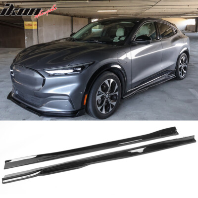 Fits 21-24 Ford Mustang Mach-E Gloss Black Side Skirts Extension Rocker Panel PP