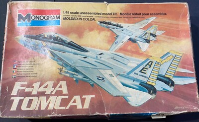 Monogram F-14A Tomcat 5803 1/48 NO DECAL! STARTED PARTS! Model Kit