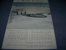 1948 AIRSPEED AMBASSADOR "MAINLINER OF TOMORROW"..1-PAGE COLOR SALES AD..(684Y)