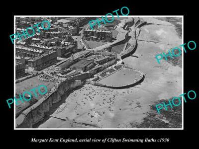 OLD 6 X 4 HISTORIC PHOTO OF MARGATE KENT ENGLAND THE CLIFTON SWIM BATHS c1930