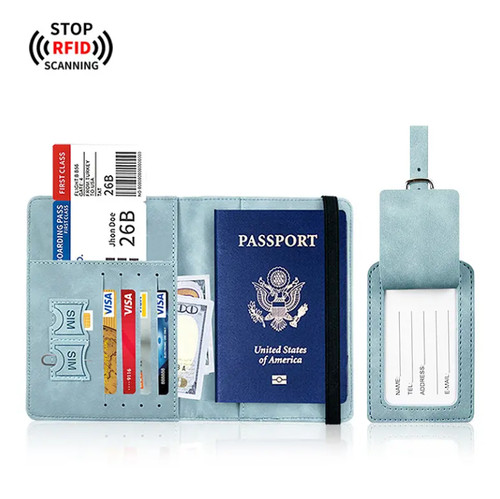 Passport Holder & Luggage Tag RFID Protection Card Slots Sim Slots Travel Wallet