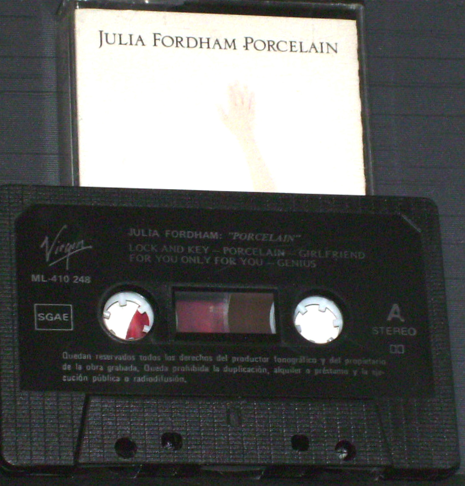 Julia Fordham ‎Porcelain CASSETTE ALBUM Virgin Circa ‎ML 210 248 Spanish issue