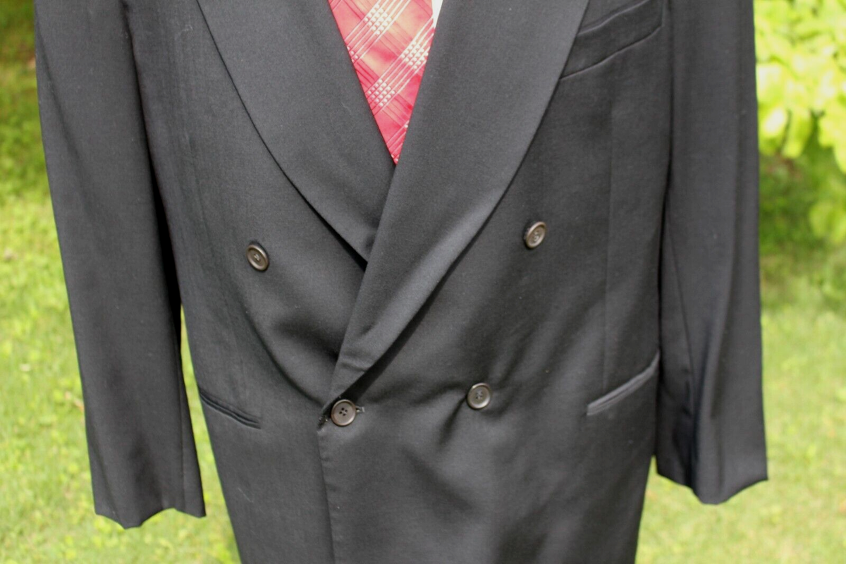 【美品】ARMANI ブラック ジャケット 46R Vintage Giorgio Armani Le Collezioni Double Breasted Blazer