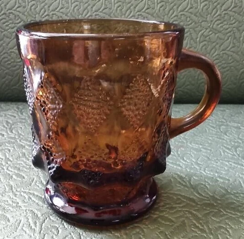 Anchor Hocking Brown Amber Fire King Kimberly Diamond Vtg Oven Proof Mug