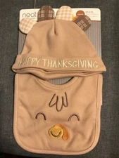 Neat Solutions " Happy Thanksgiving " Baby Bib and Hat New