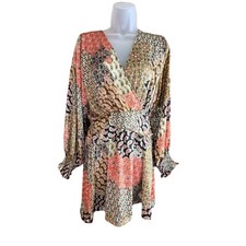 Zara Mini Dress Womens XS Patchwork Paisley Balloon Sleeves Boho Indie Festival