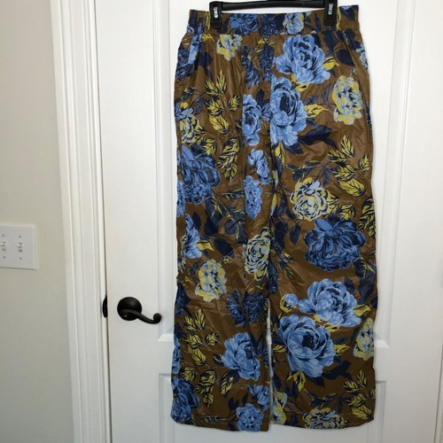 Offline by Aerie Floral Print Pants Brown/Blue with Yellow Accents Size Large - Picture 5 of 10