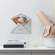 Wall Mount Metal Holder Envelope Shape Organizer for Storage Postcard  Newspa...