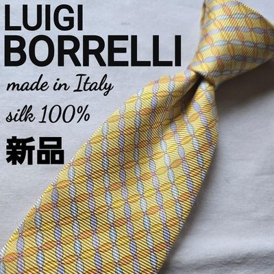 New unused beautiful borreri yellow check tie silk