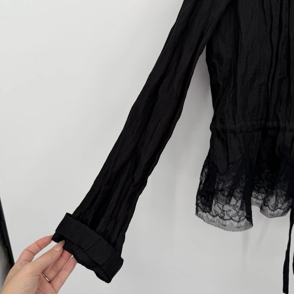 Jason Wu коллекции черный шелк самостоятельный галстук блузка верхний дизайнерский размер 8 - Изображение 2 из 4