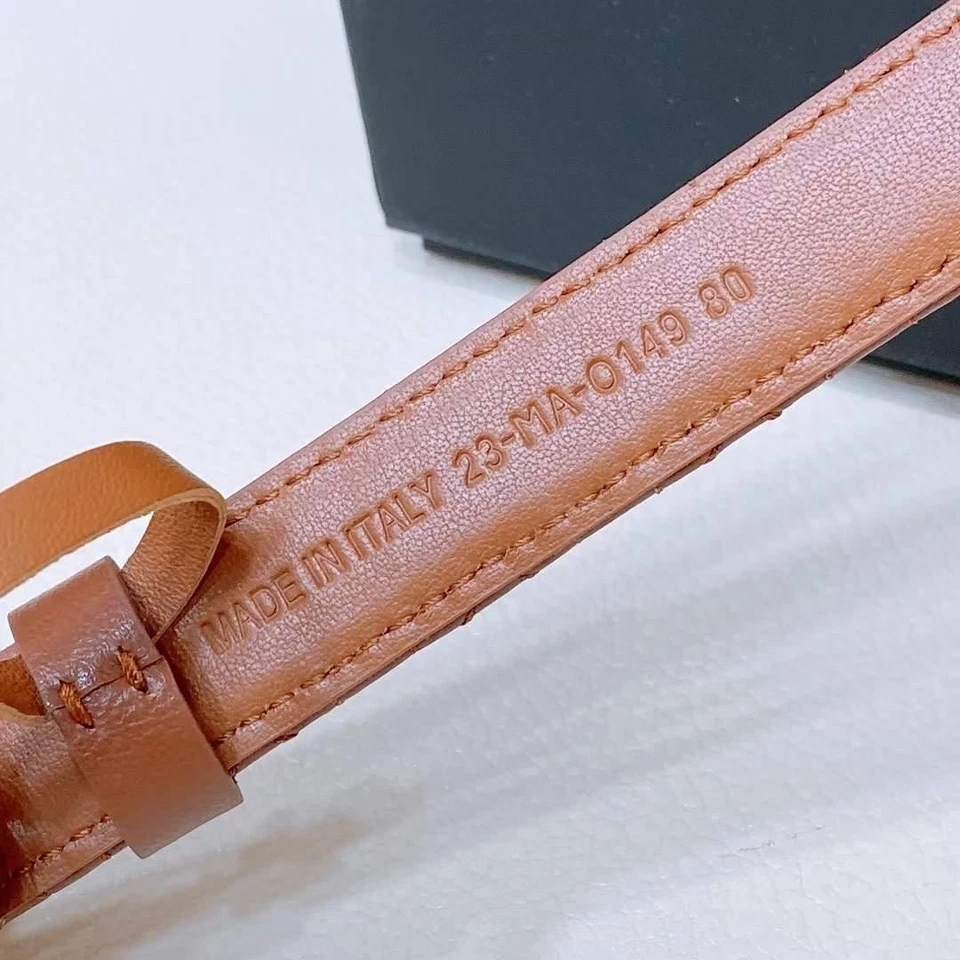 Chanel Women's whith Leather Belt, Brown size80-85, Gold Logo CC - Image 4 of 4