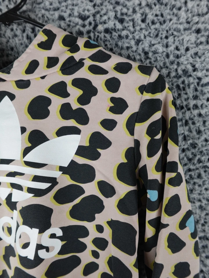 Adidas Originals Youth Long Sleeve Hoodie Leopard Print Light Pink Sweatshirt L - Image 3 of 4