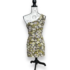 Zara Yellow Purple Floral One Shoulder Bodycon Medium NWT