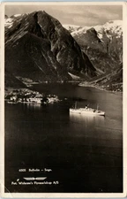 Vintage 1938 Pre War RPPC Postcard Balestrand Norway Widerøe's Aviation Company