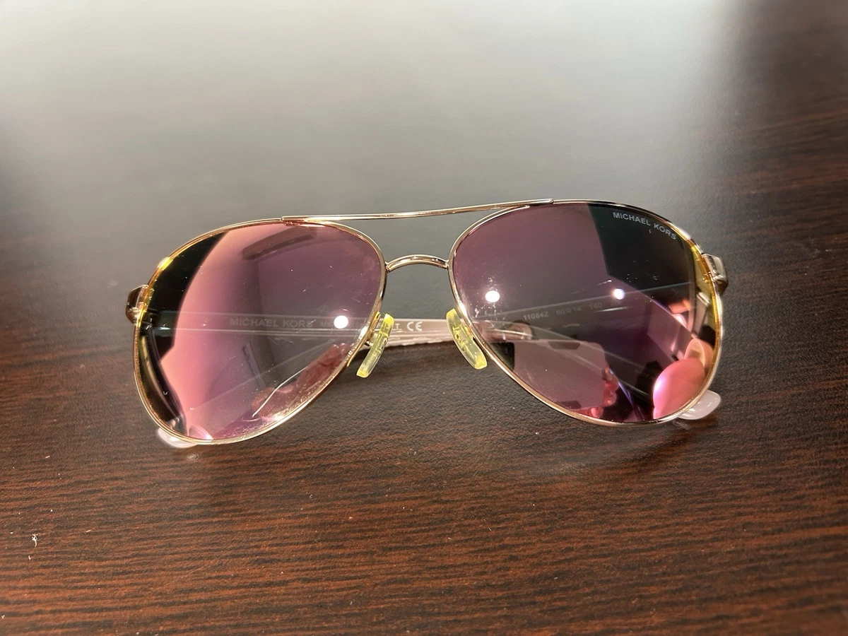 Michael Kors Aviator Sunglasses Pink Orange lens with gold large frame Buy Gold Unisex Aviator sunglasses women | Carmen Sol  main image 2