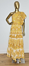 Farm Rio Yellow Ainika Tapestry One-Shoulder Maxi Dress Boho ~ Sz Large ~ $285