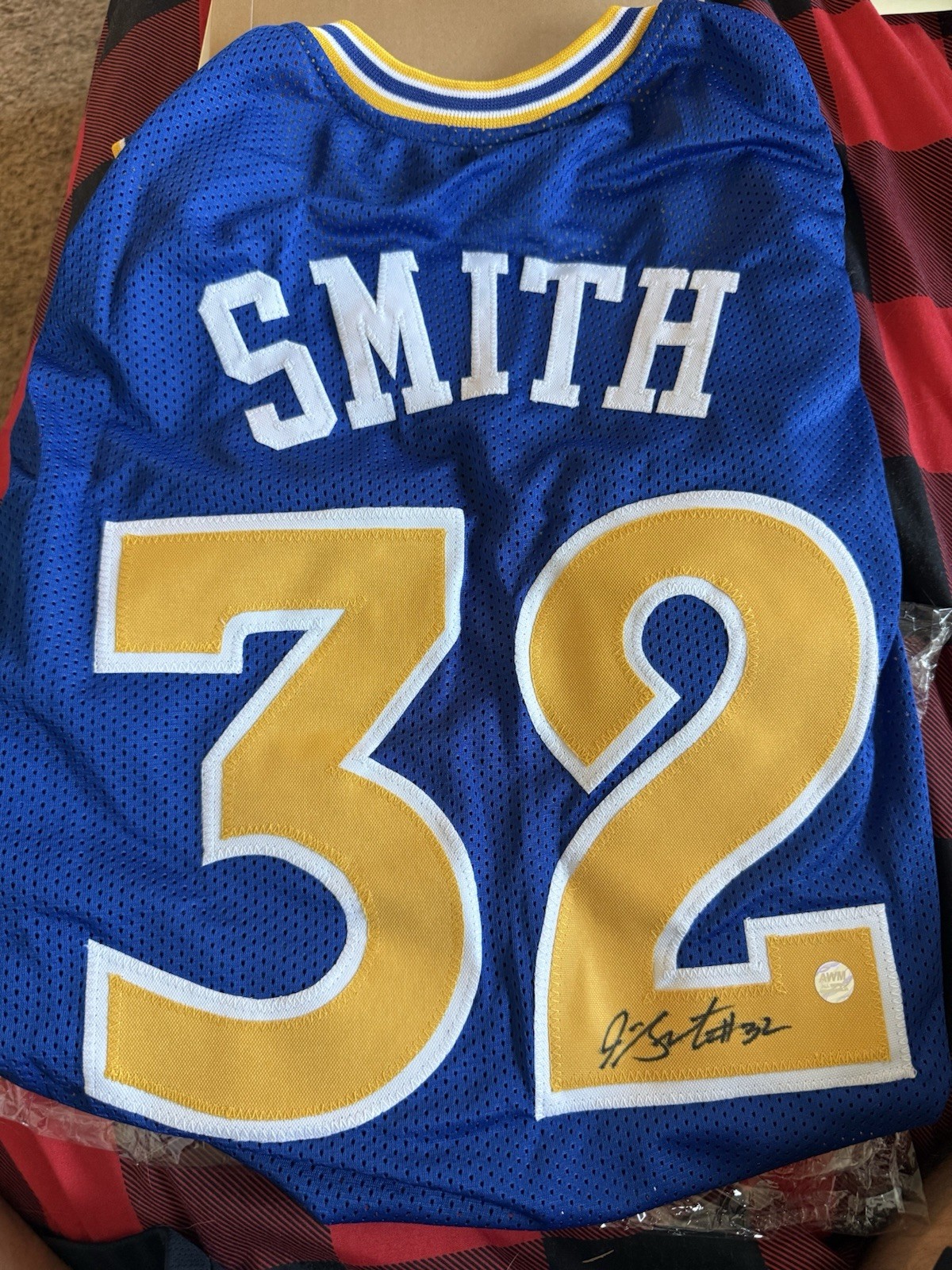 Joe Smith Signed Golden State Warriors #32 Jersey NBA Basketball W/COA