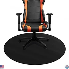 DESKU 46" Circle Gaming Chair Mat - Premium Black Hard Floor Protector, USA Made