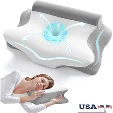 Ergonomic Memory Foam Neck Pillow Side Sleepers Cooling Gel Cervical Support New