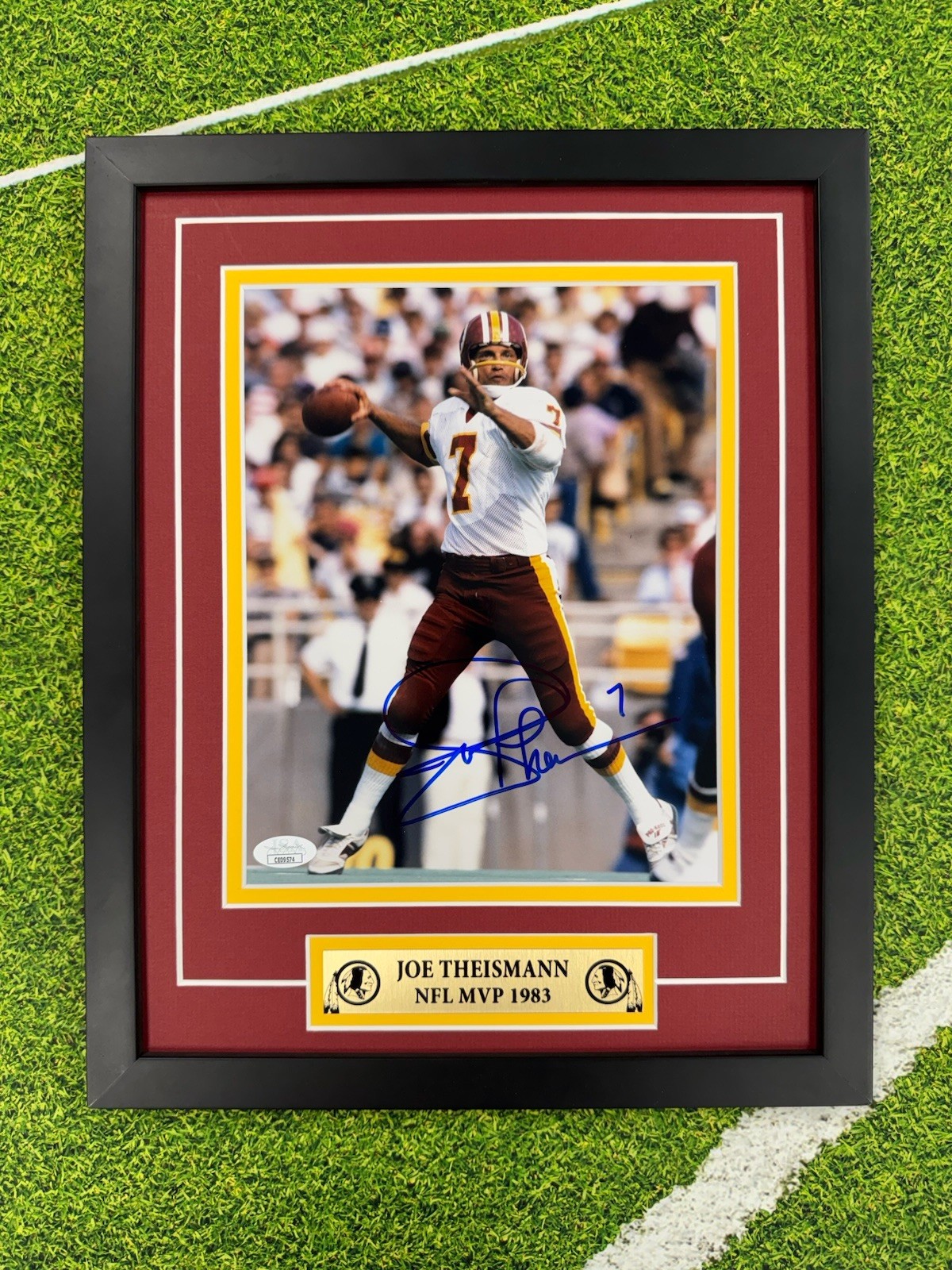Joe Theismann Autographed Signed 8x10 Photo Jsa Auto Custom Framed Washington Redskins 