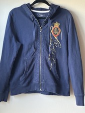 Vintage Ralph Lauren Polo Jeans Company Crest Zip Sweatshirt Hoodie Women Large