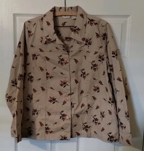 WUTANFALL - Jeansjacke hellbraun Vintage Denim Blumenstickerei Damen Gr. XL - Bild 1 von 5