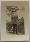 Vintage WW2 Era Military Officer Photo Uniform Cap Medals Sepia Snapshot