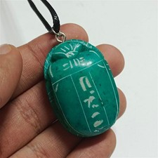 Ciondolo scarabeo antico egizio, geroglifico pietra verde, charm stile vintage