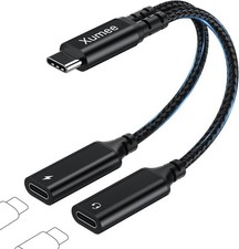 Xumee USB C Splitter 1 in 2 Out, Dual USB-C Headphones  Charging Adapter, Type