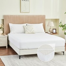 Fitted Sheet Only, Corner Straps Ultra Soft Brushed Microfiber Hotel King White