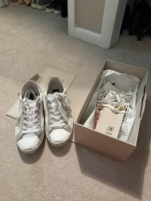 Golden Goose Superstar White/Gray Low Top Lace-Up Solid Sneaker - WOMEN SIZE 9