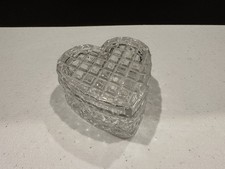 Vintage Lead Crystal Cut Glass Heart Shaped Box