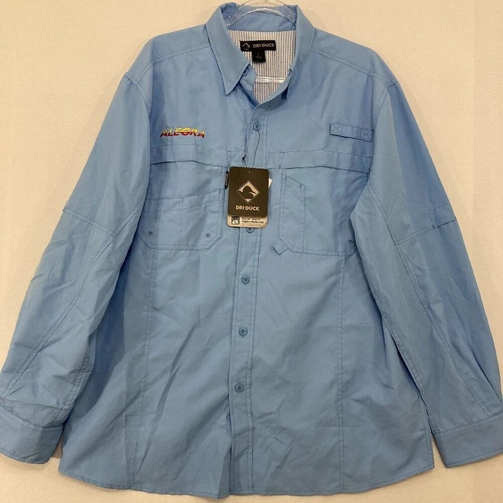 New Dri Duck Large Blue Sun Protection Long Sleeve Button Down Outdoor Active