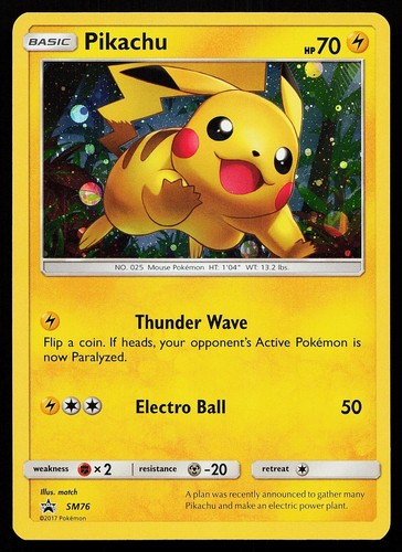 Pikachu SM76 Holo Sun & Moon Promo Pokemon Card