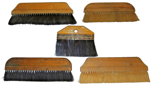 LOT OF 5 VINTAGE WALLPAPER SMOOTHING BRUSHES HORSE HAIR OX FIBRE ASSORTED SIZES